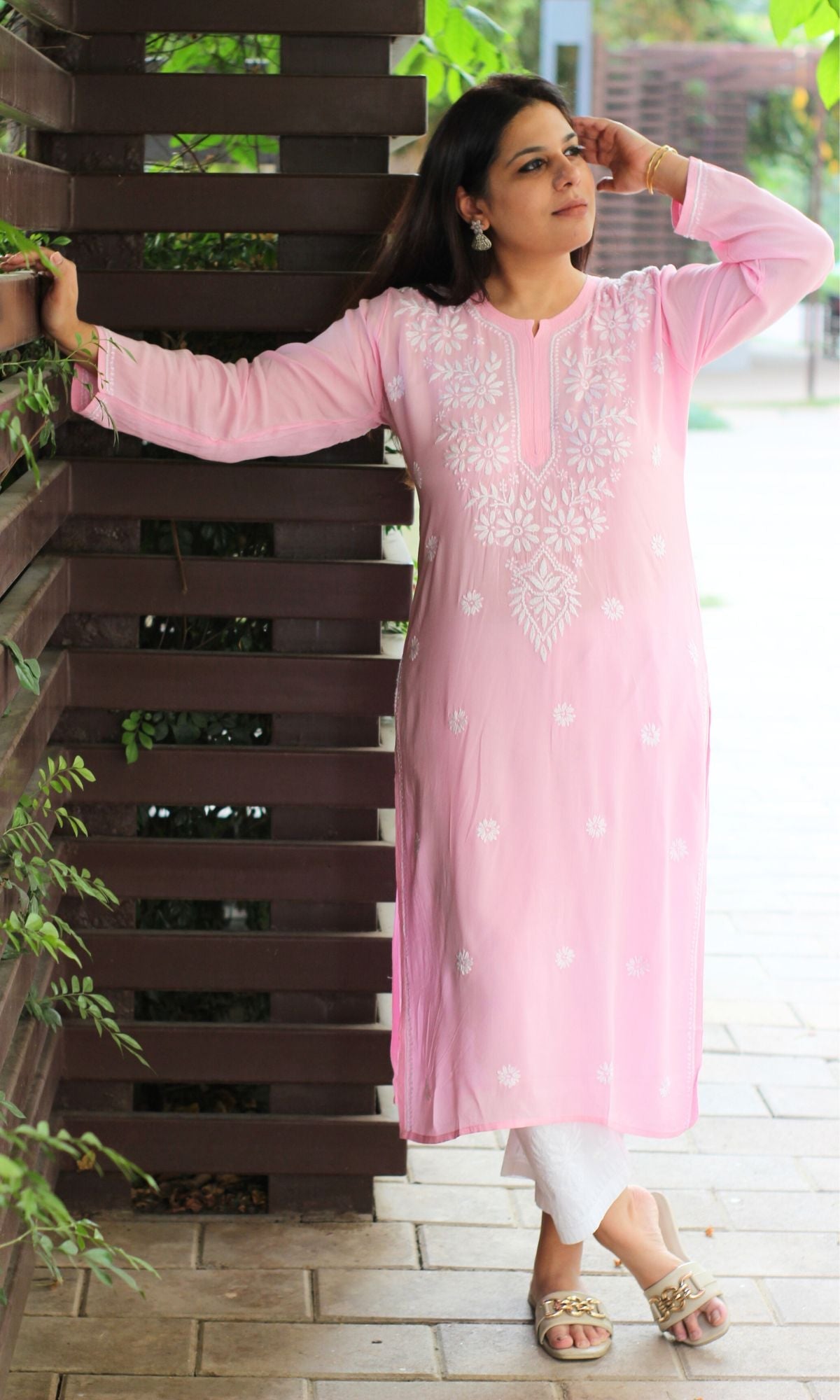 Modal Pink Chikankari Kurta - Baareeki