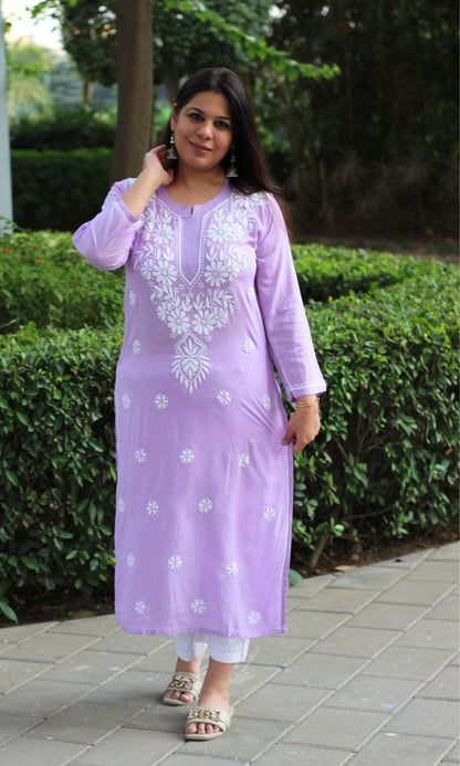 Modal Purple Chikankari Kurta - Baareeki