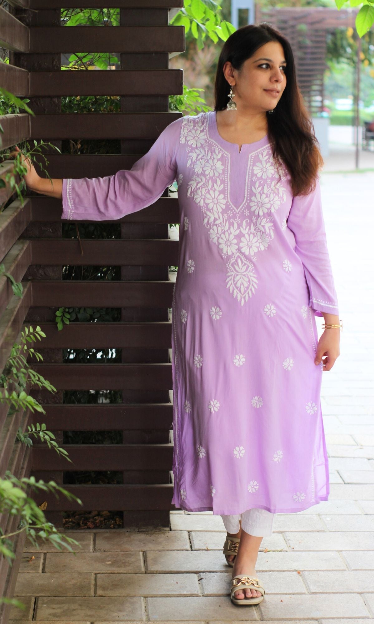 Modal Purple Chikankari Kurta - Baareeki