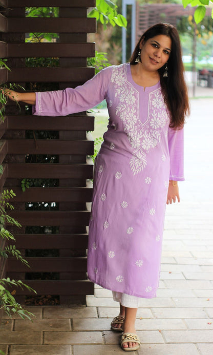 Modal Purple Chikankari Kurta - Baareeki