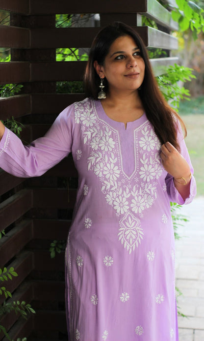 Modal Purple Chikankari Kurta - Baareeki