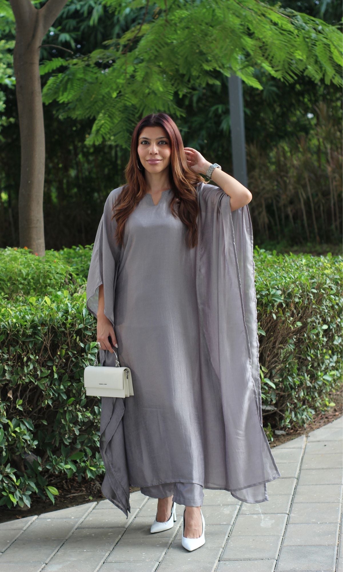 Pastel Steel Kaftan Style Coord Set - Baareeki