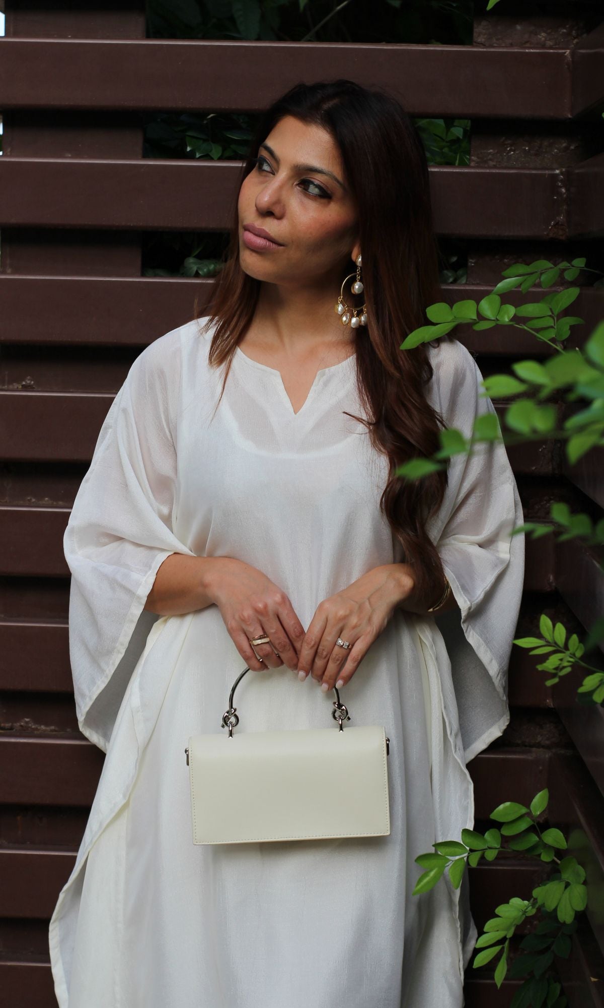 Pearl White Kaftan Style Coord Set - Baareeki