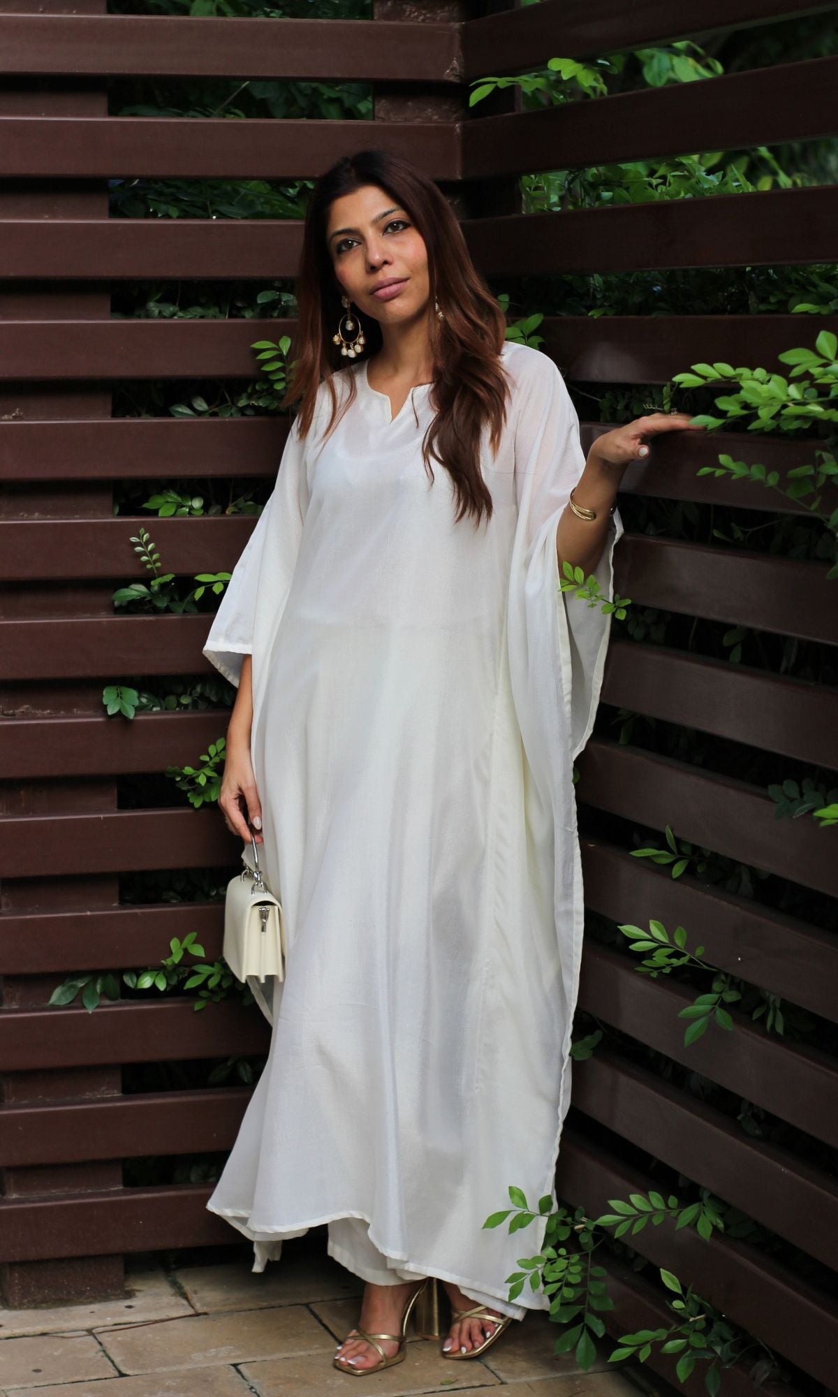 Pearl White Kaftan Style Coord Set - Baareeki