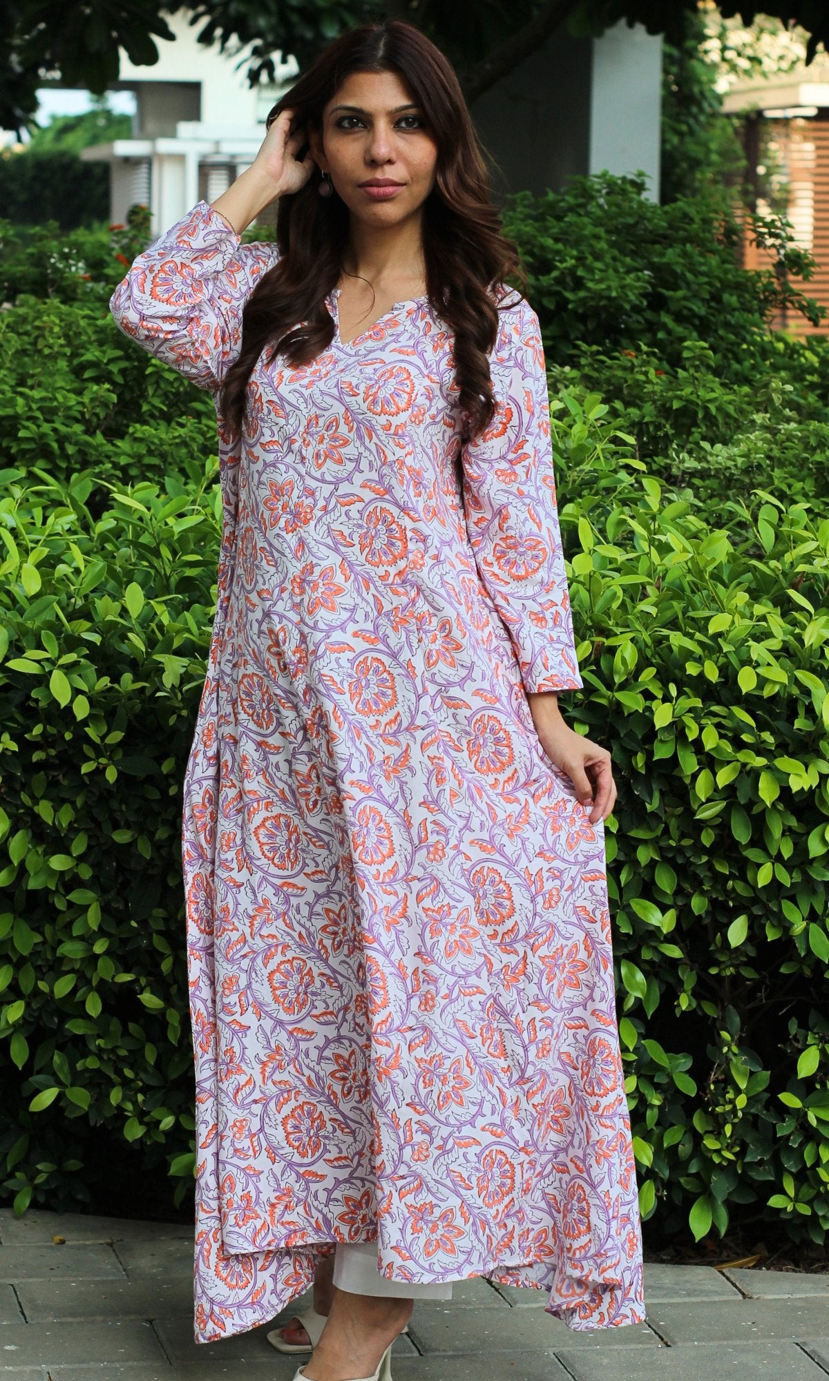 Cotton and Rayon Kali Kurta - Baareeki