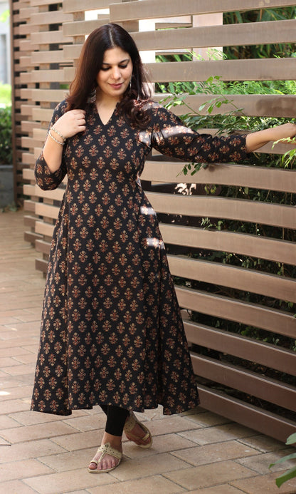 Cotton Black Kali Kurta - Baareeki