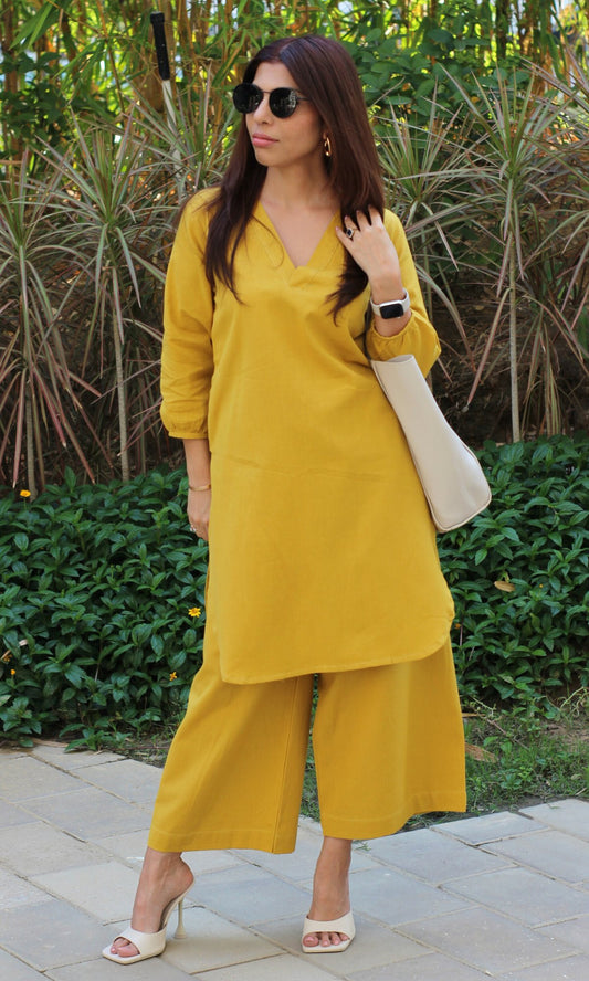 Cotton Flax Yellow Coord Set - Baareeki