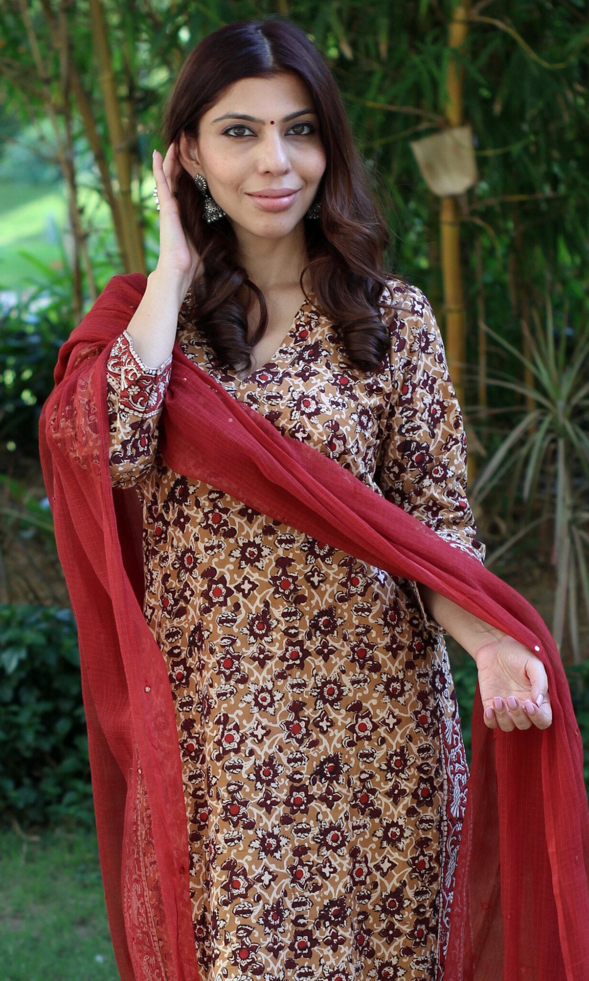 Cotton Kalamkari Beige Kurta (Dupatta optional) - Baareeki