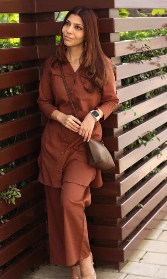 Cotton Slub Brown Coord Set - Baareeki