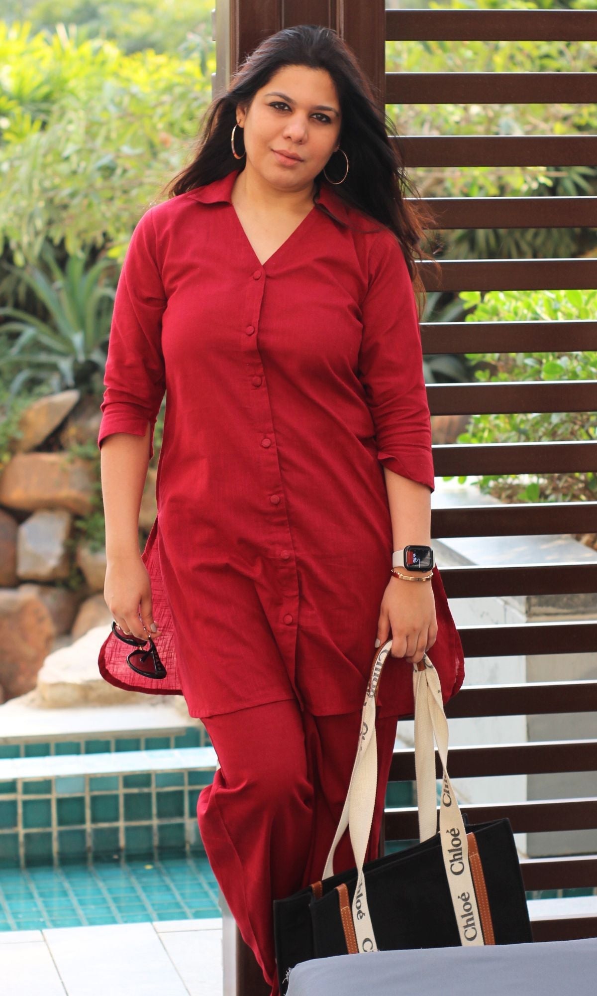 Cotton Slub Maroon Coord Set - Baareeki