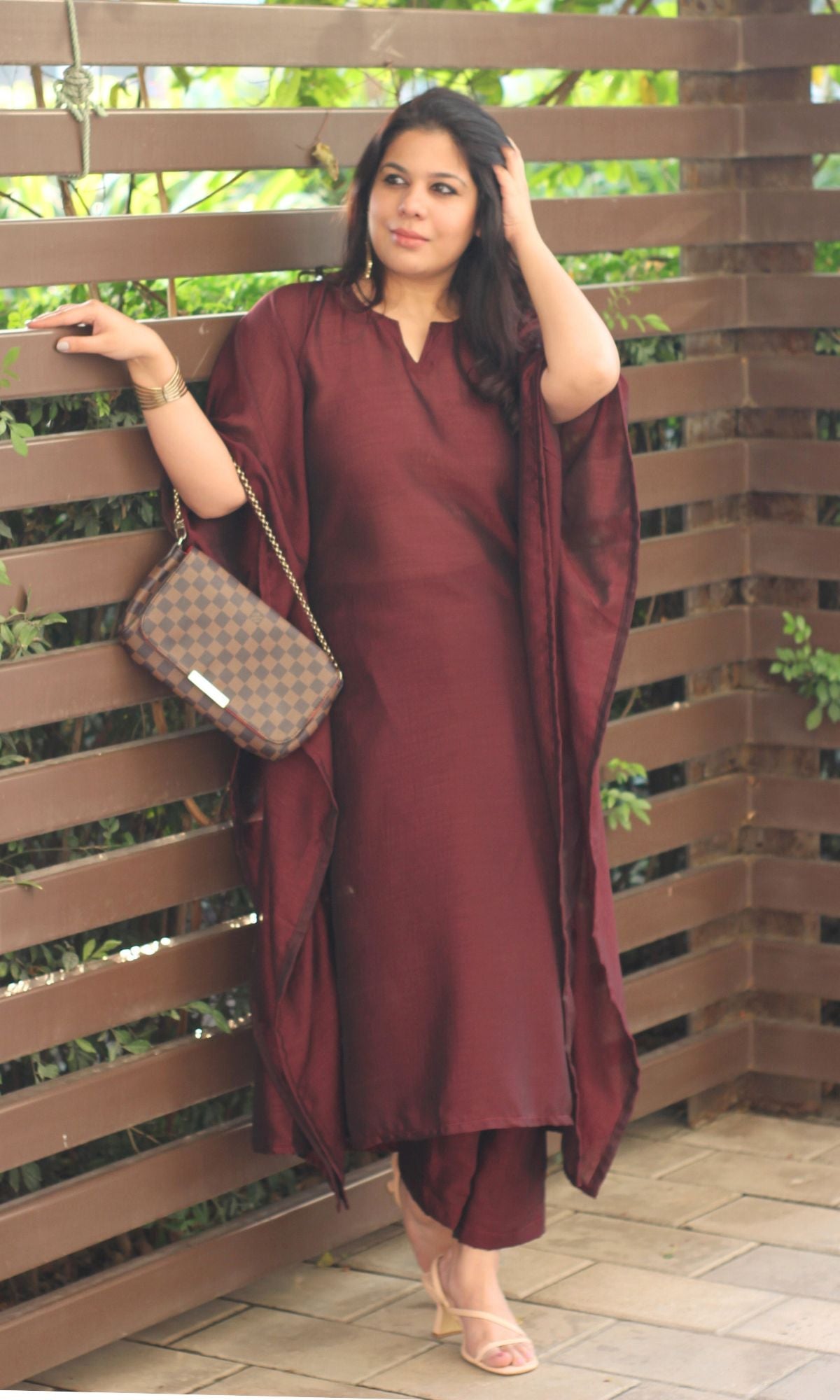 Ruby Red Kaftan Style Coord Set - Baareeki